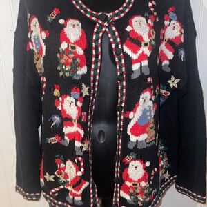 Tiara Black Santa Cardigan